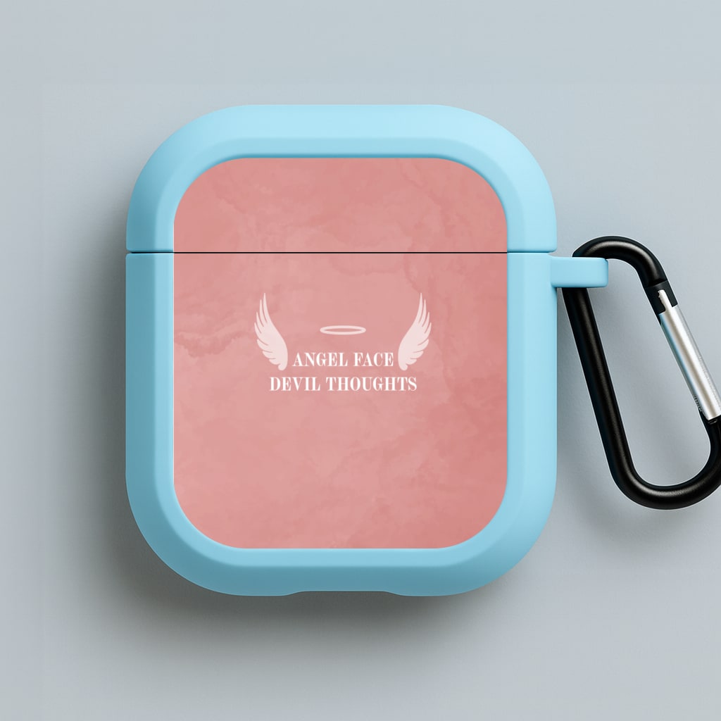 Angel Face Devil Thoughts Blue AirPods Case