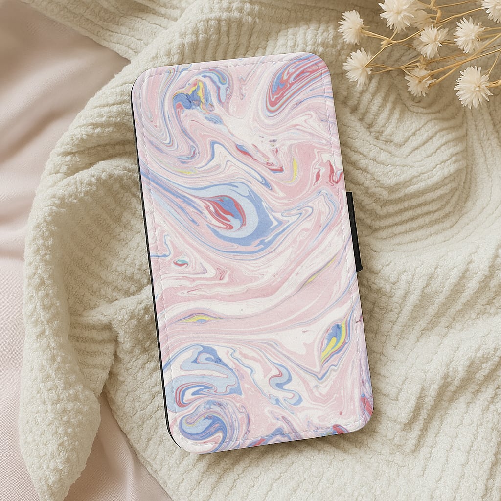 Pink Marble Swirl Wallet Phone Case