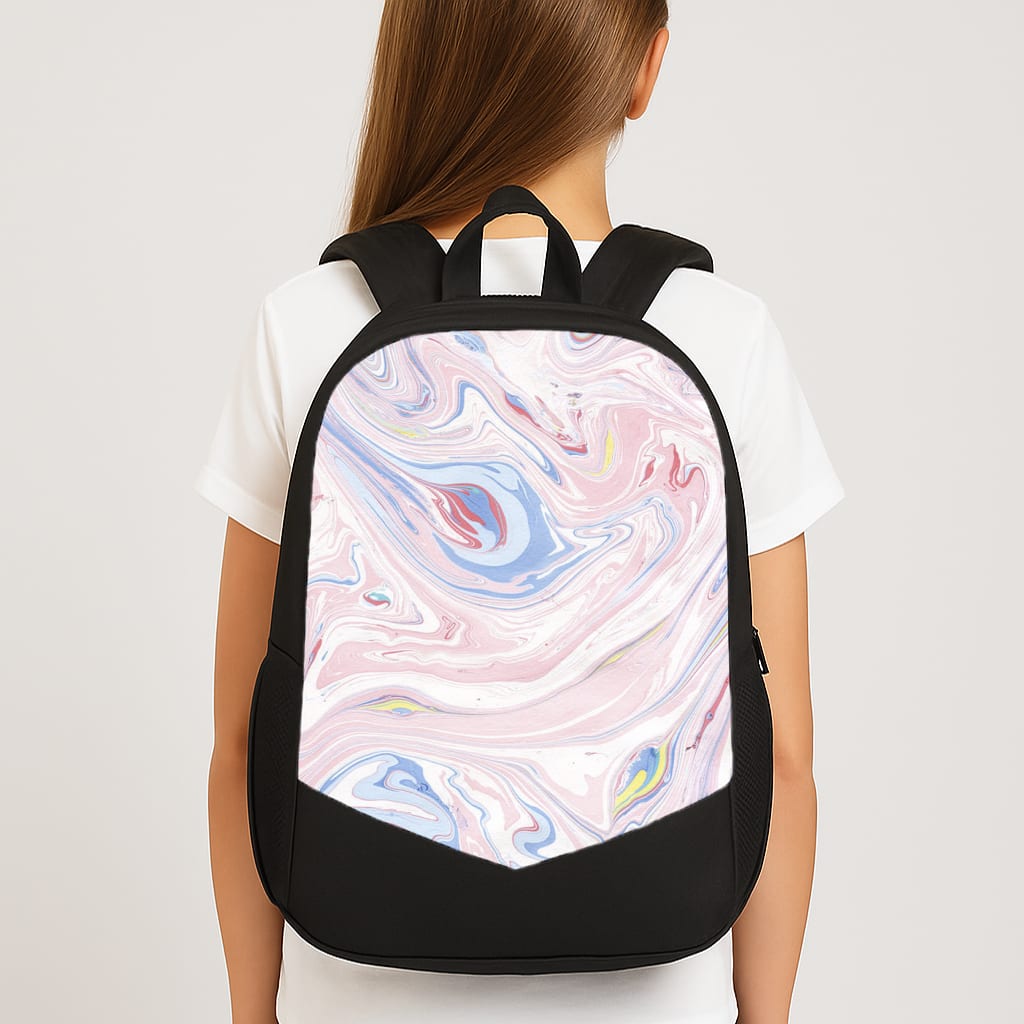 Pink Marble Swirl Large School Bag