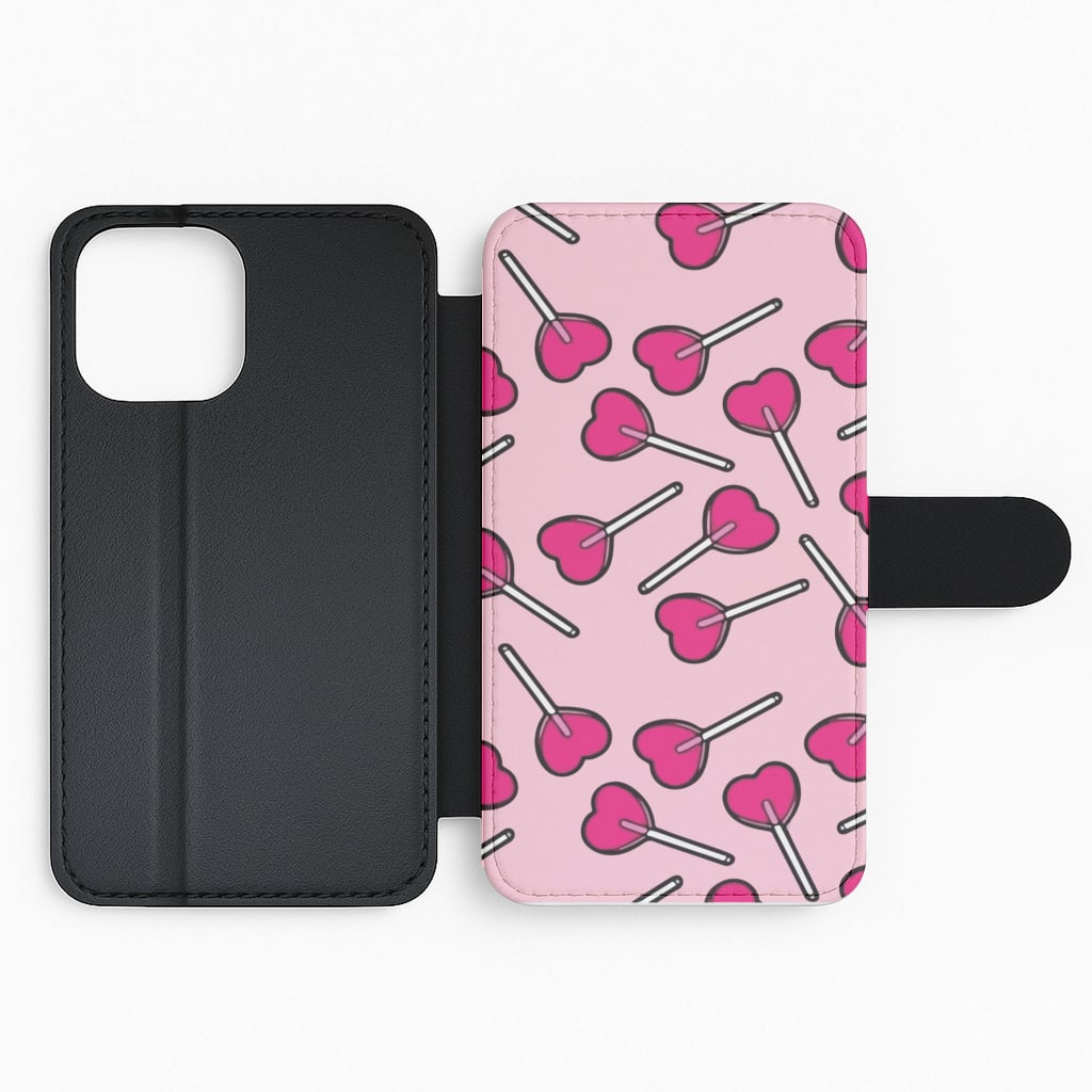 Cherry Heart Lollipops Flip Phone Case