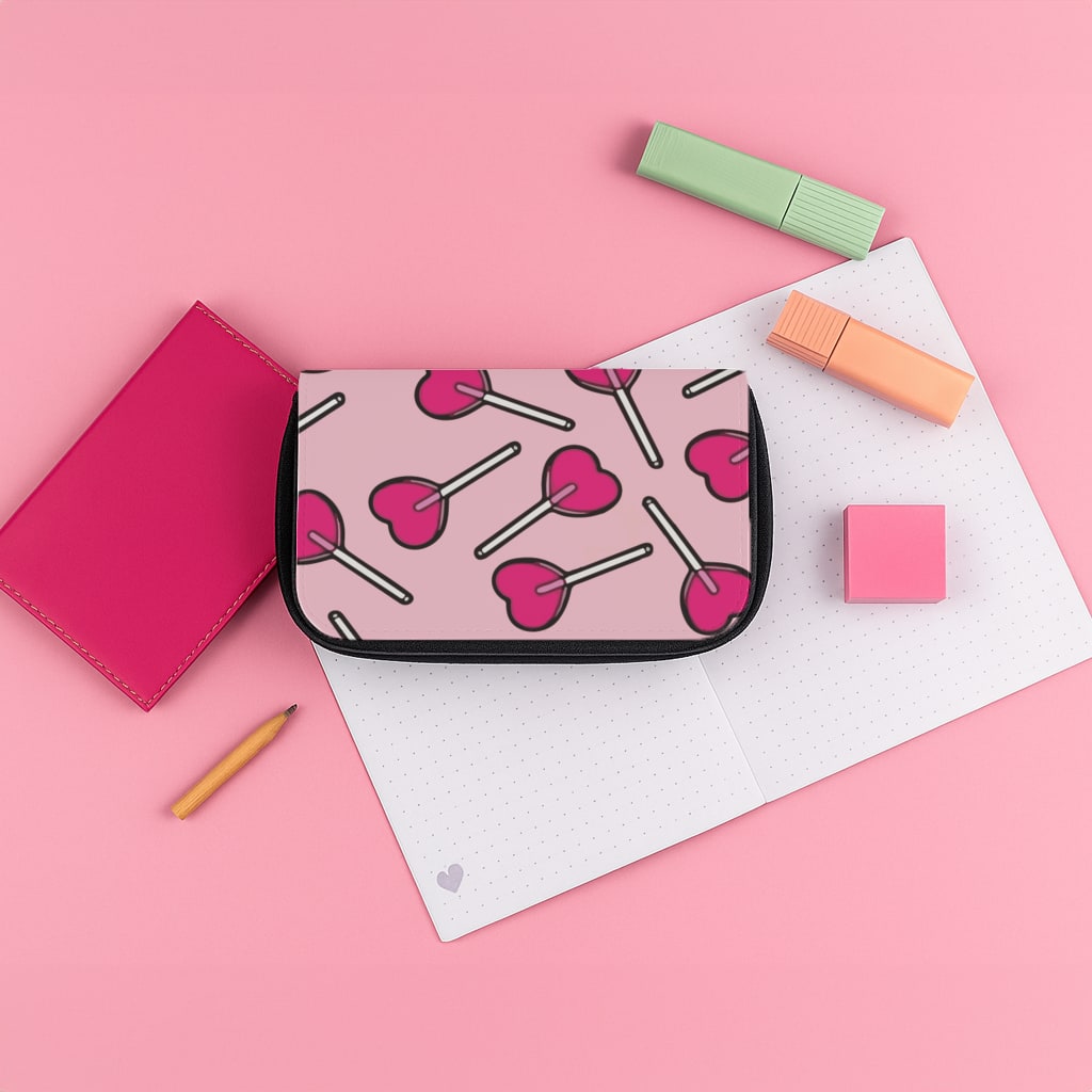 Cherry Heart Lollipops Pencil Case