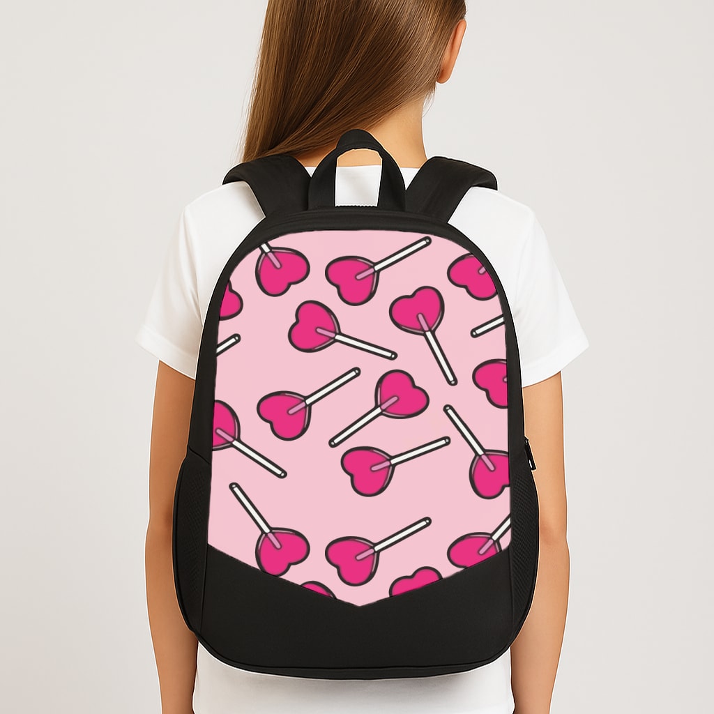 Cherry Heart Lollipops Large School Bag
