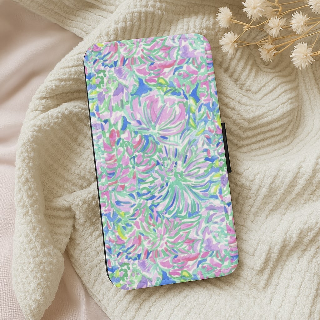 Colourful Floral Painting Wallet Phone Case