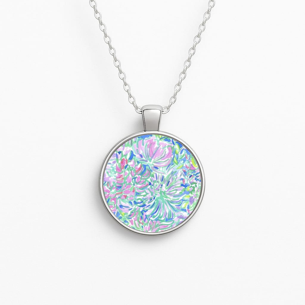 Colourful Floral Painting Circle Necklace