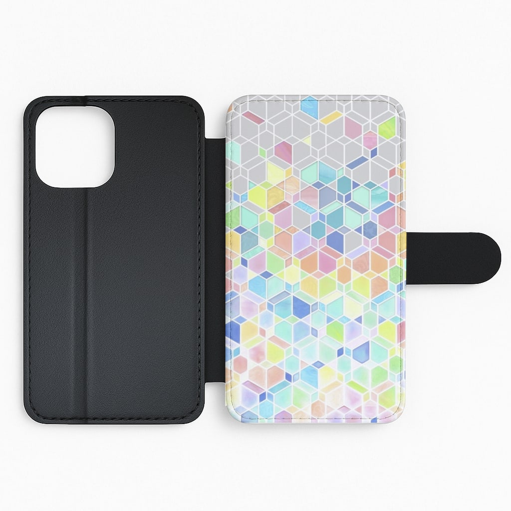Bright Hexagon Pattern Flip Phone Case