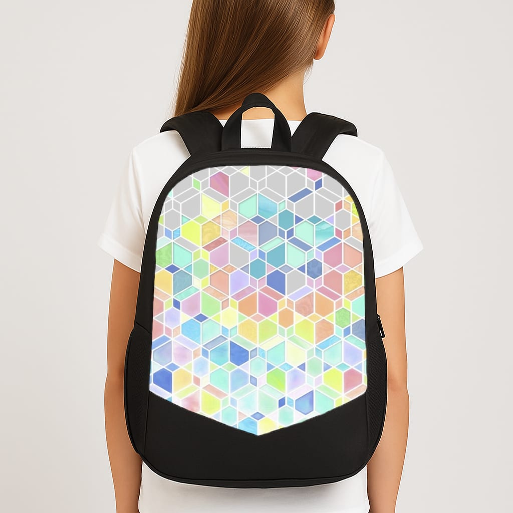 Bright Hexagon Pattern Large School Bag