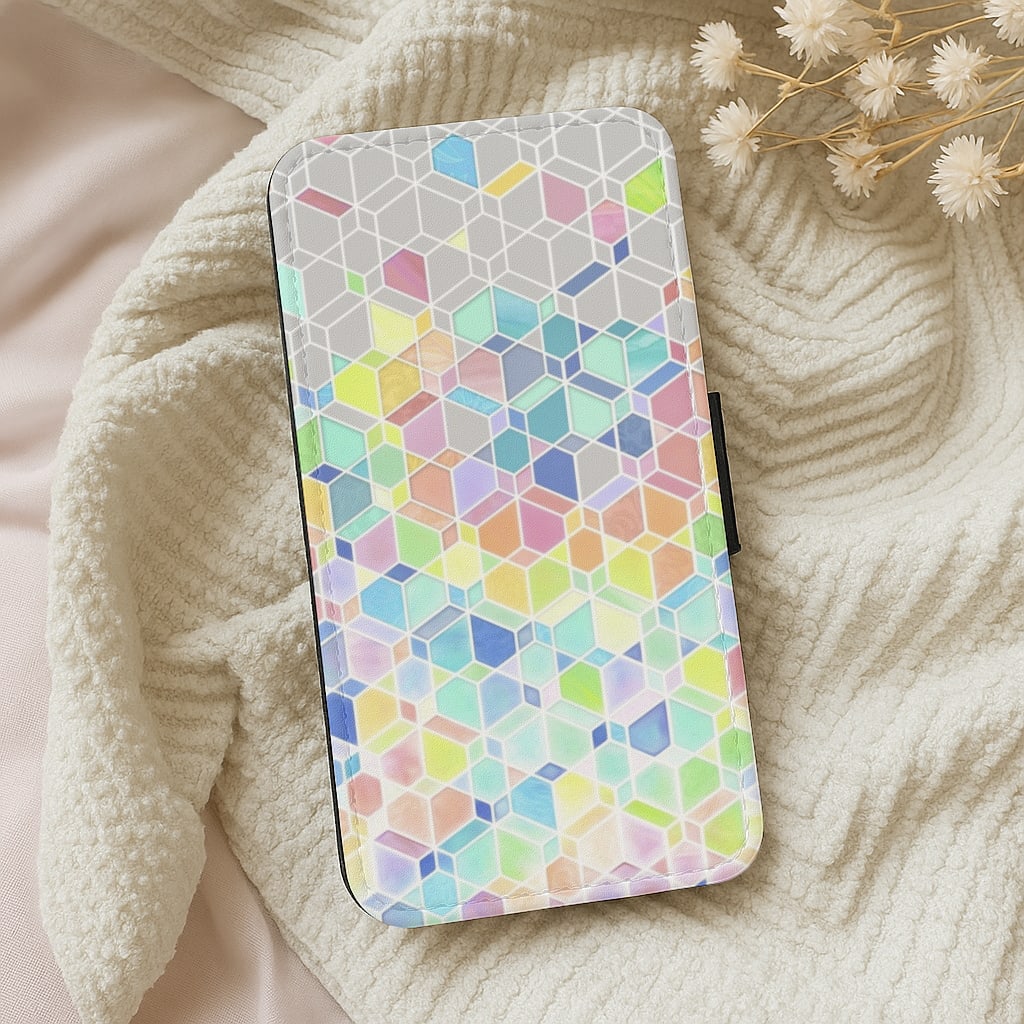 Bright Hexagon Pattern Wallet Phone Case