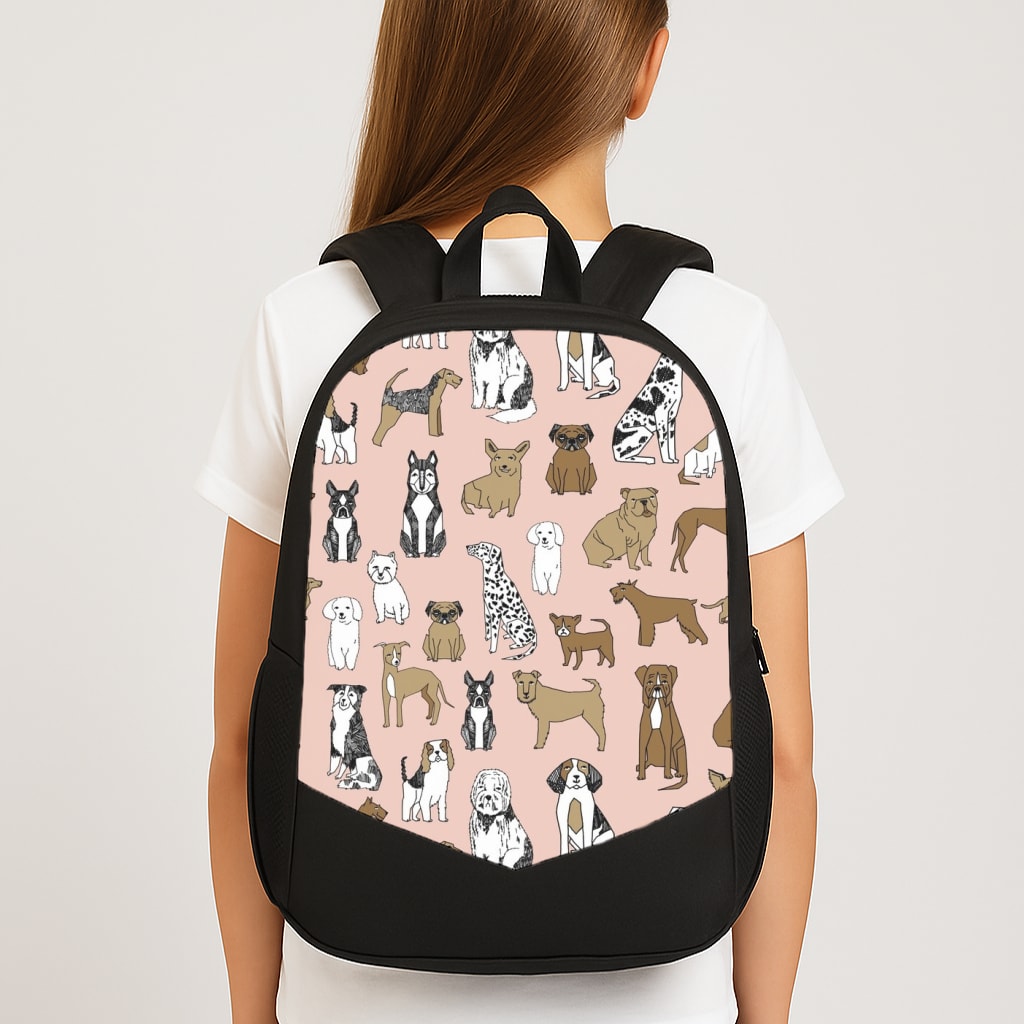 Dog Breeds - Animal Pattern Large School Bag