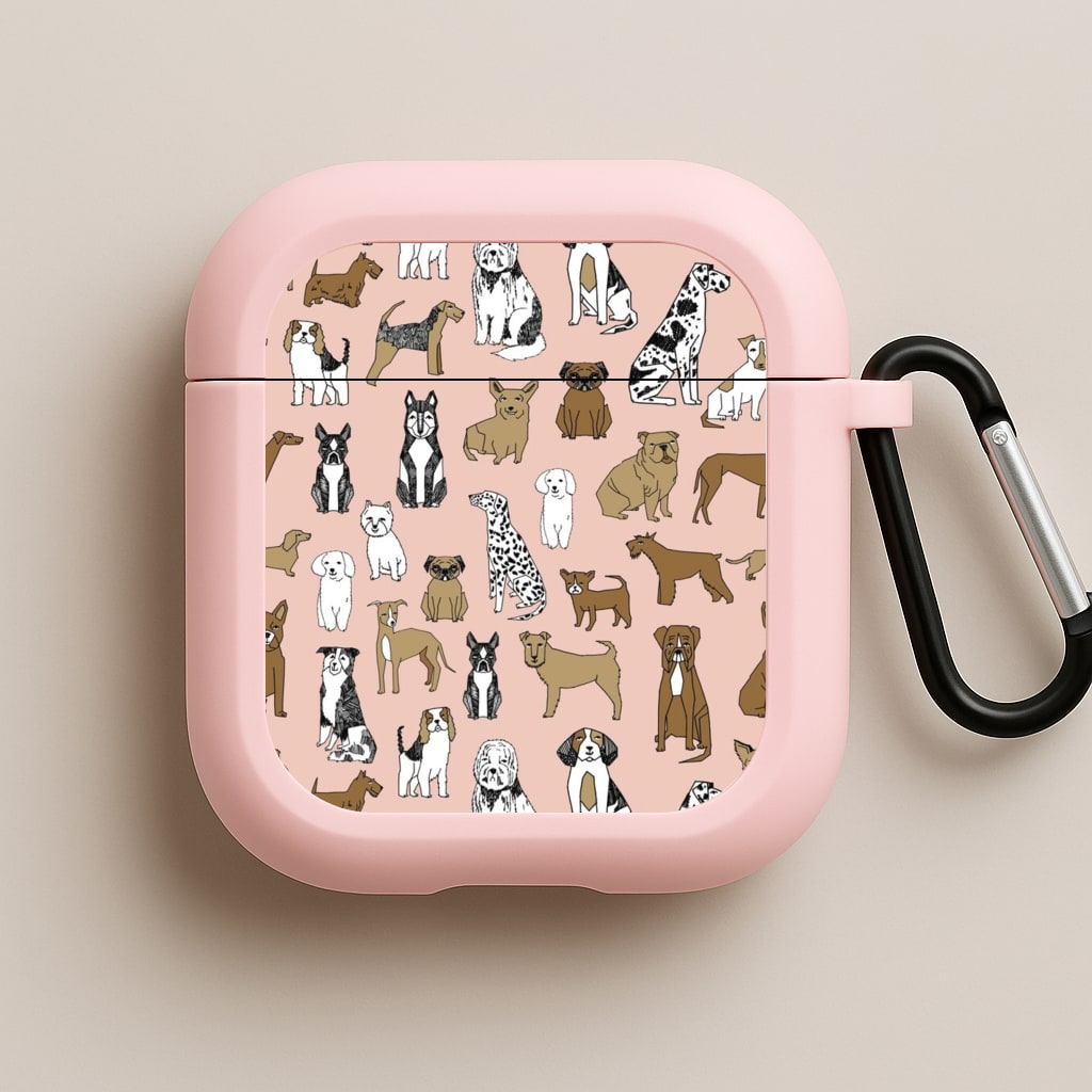 Dog Breeds - Animal Pattern Pink AirPods Case