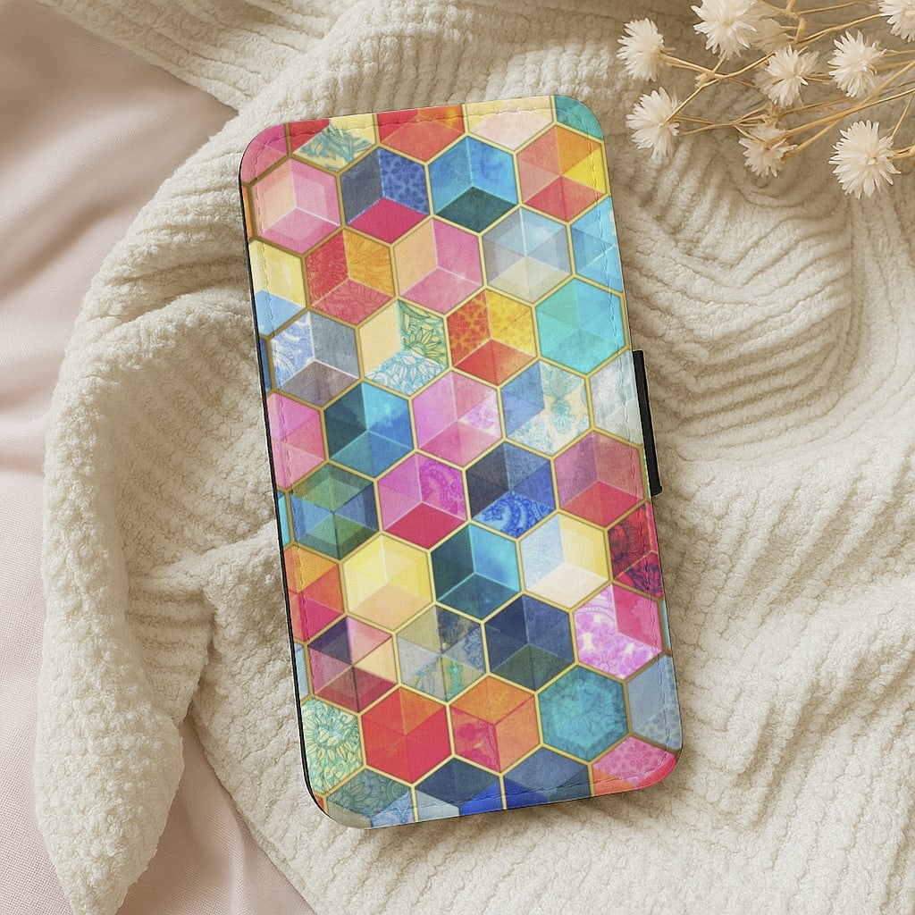 Colourful Honeycomb Pattern Wallet Phone Case