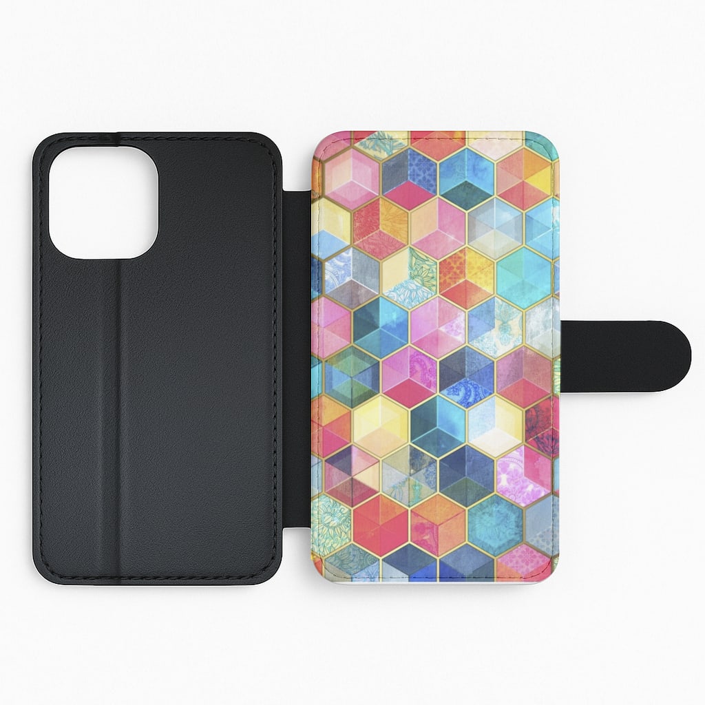 Colourful Honeycomb Pattern Flip Phone Case