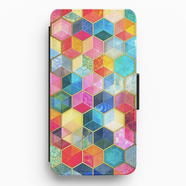 Colourful Honeycomb Pattern Flip / Wallet Phone Case