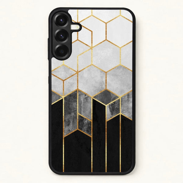 Black White & Gold Honeycomb Pattern Phone Case for Galaxy A57