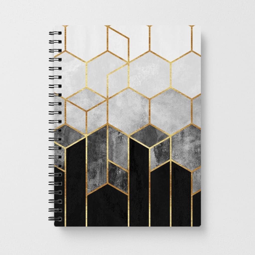 Black White & Gold Honeycomb Pattern Notebook