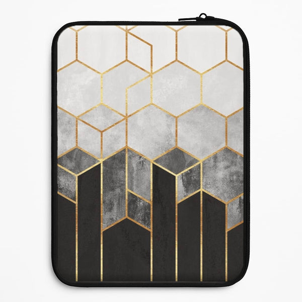 Black White & Gold Honeycomb Pattern Universal Laptop Sleeve