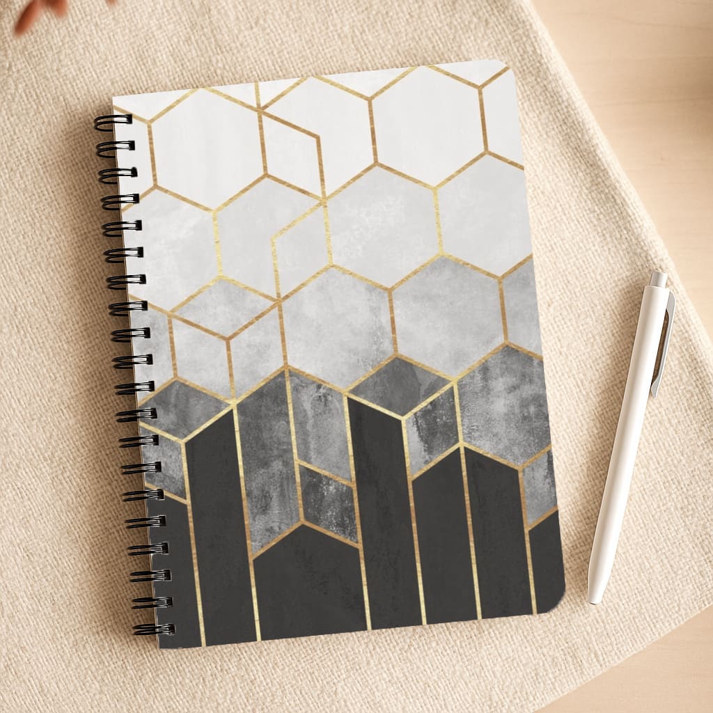 Black White & Gold Honeycomb Pattern Notepad