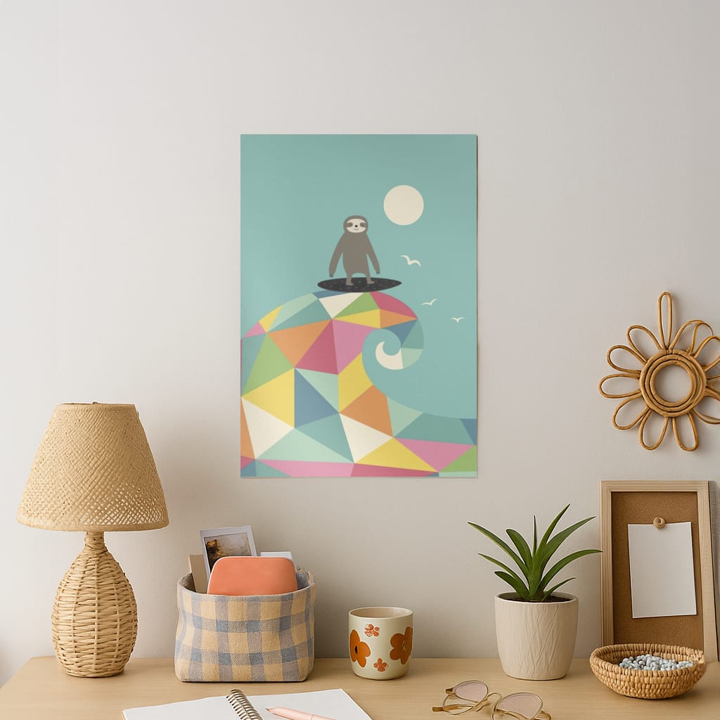 Surfing Sloth Art Print