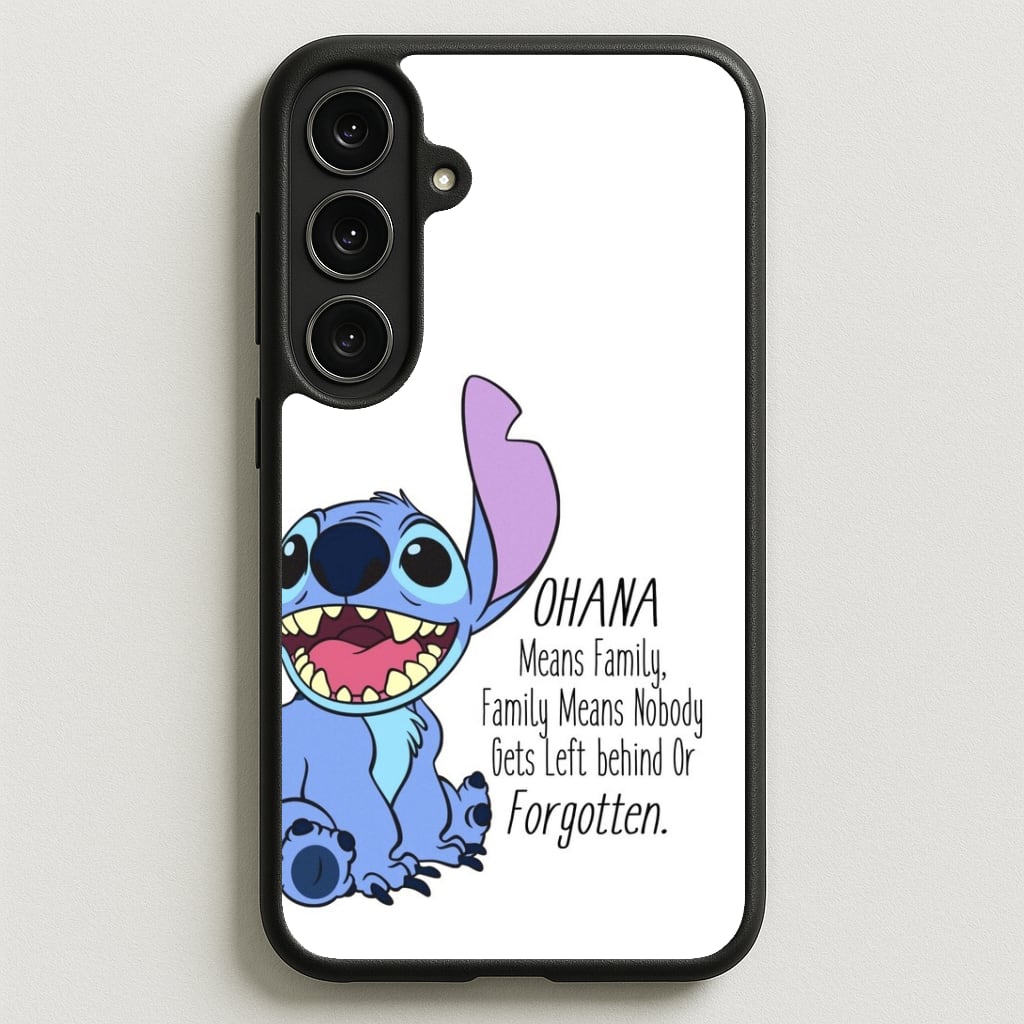 Ohana Means Family - Blue Alien Phone Case for Galaxy S25FE