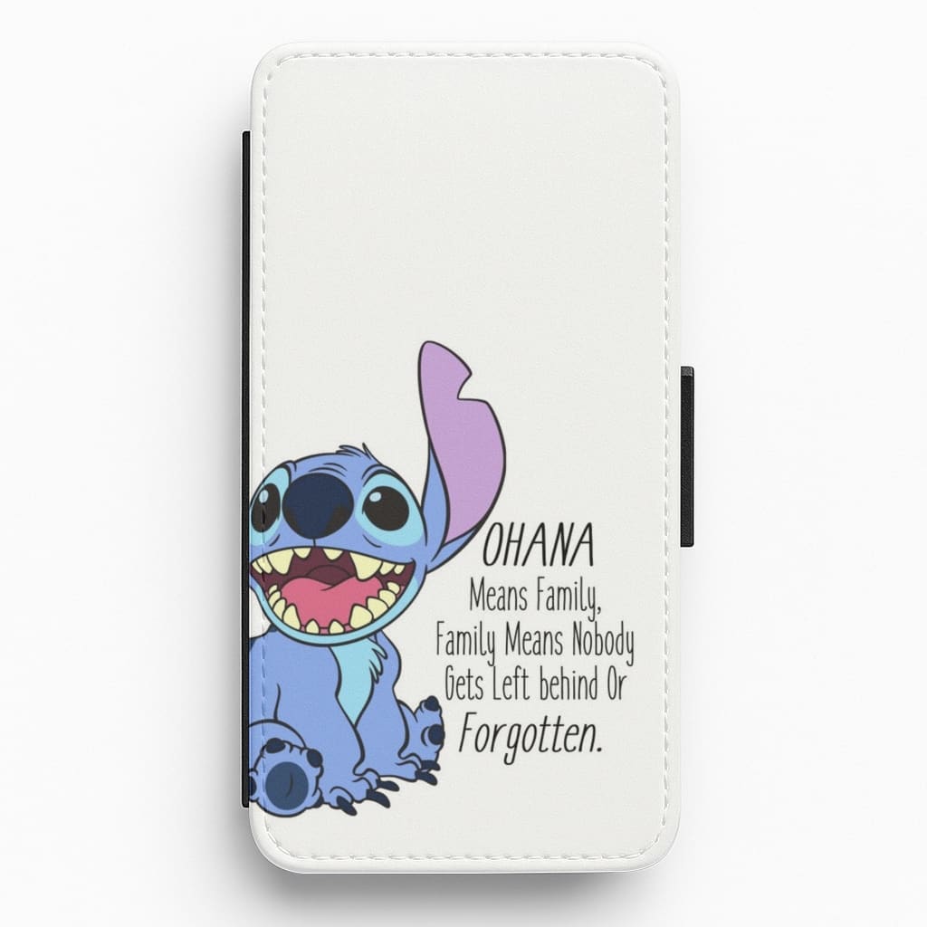 Ohana Means Family - Blue Alien Flip / Wallet Phone Case