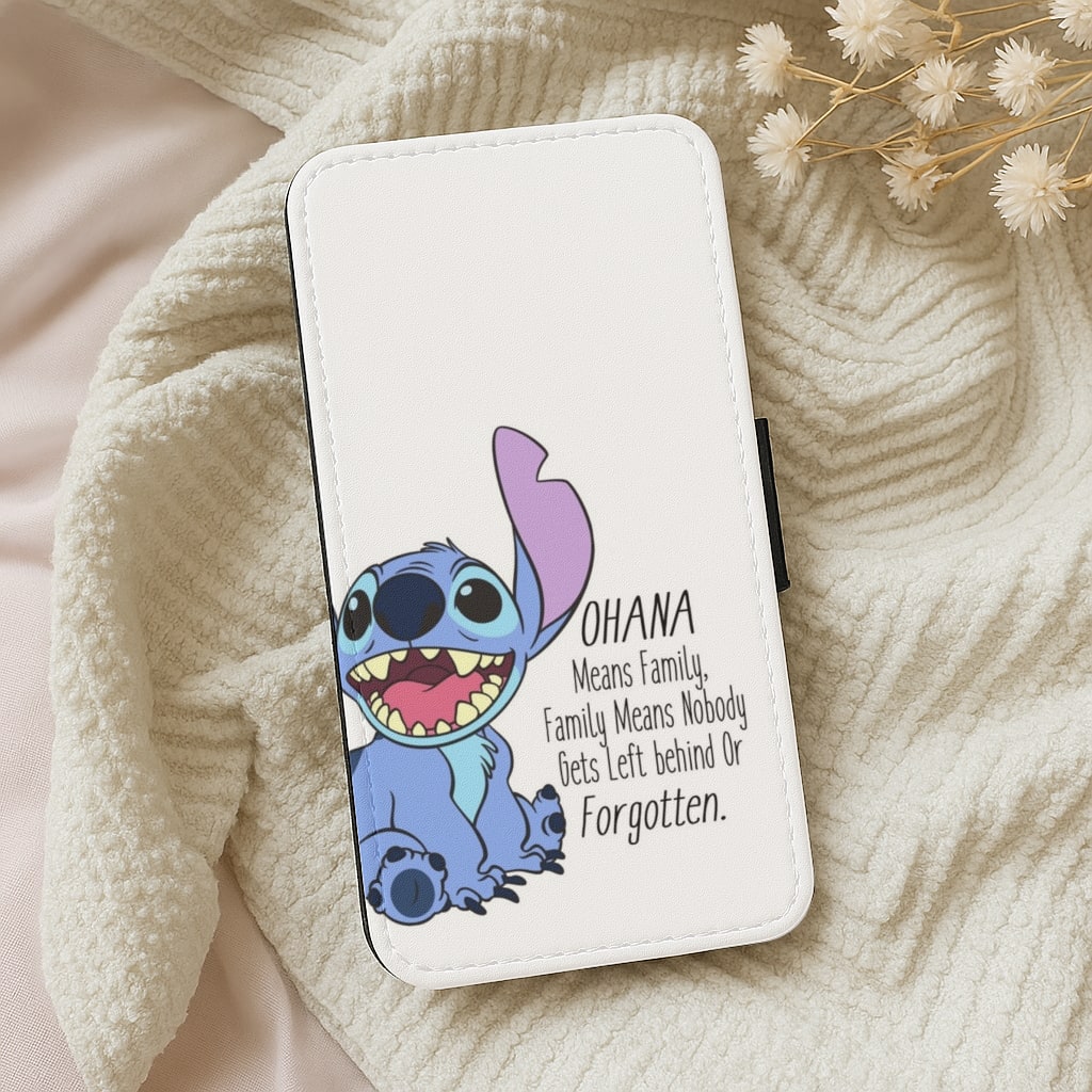 Ohana Means Family - Blue Alien Wallet Phone Case