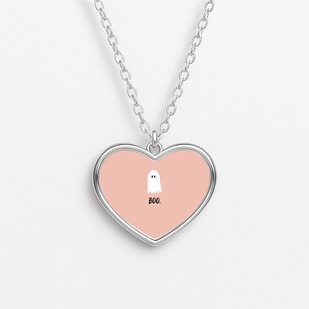 Boo - Ghost Halloween Heart Necklace