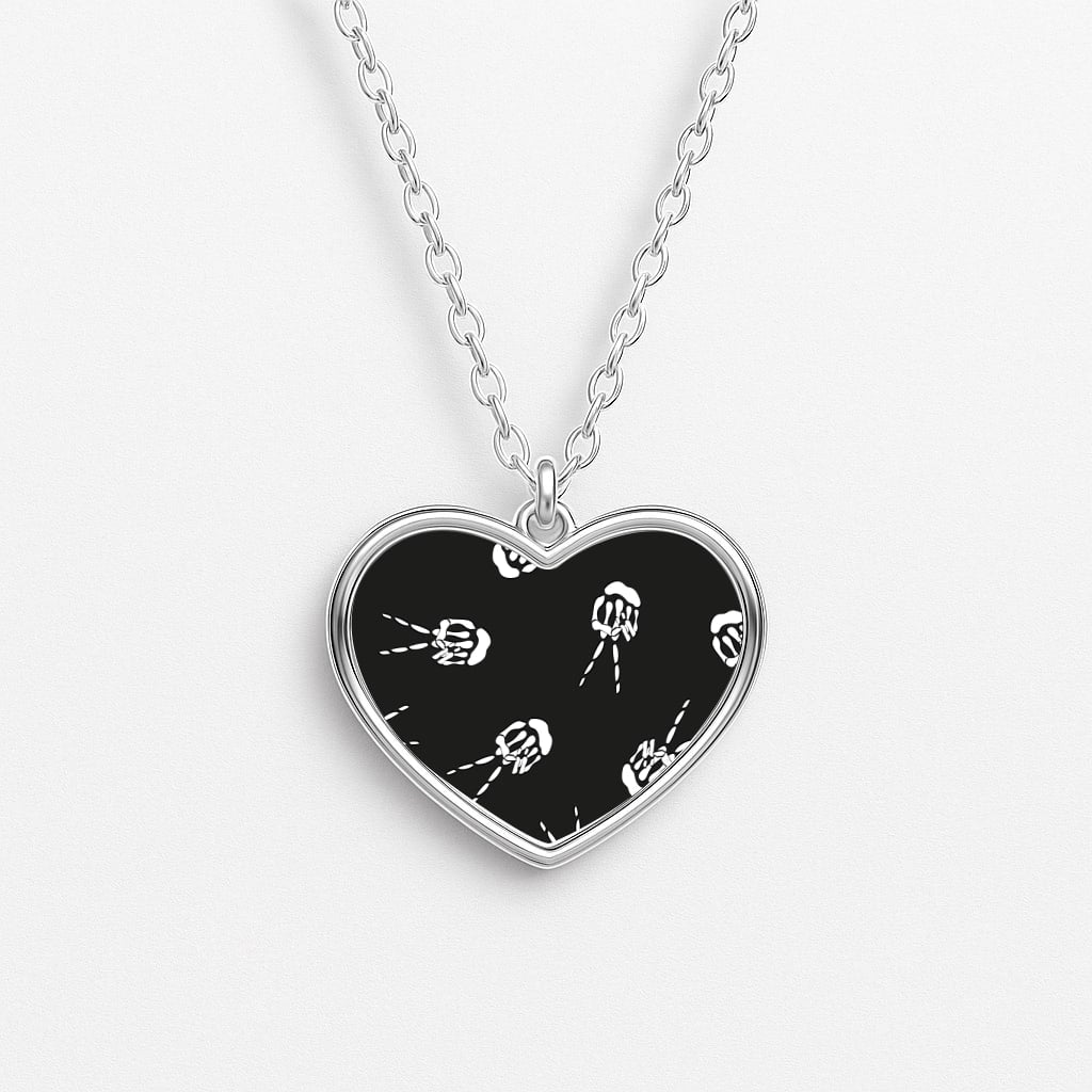 Skeleton Fingers - Halloween Heart Necklace