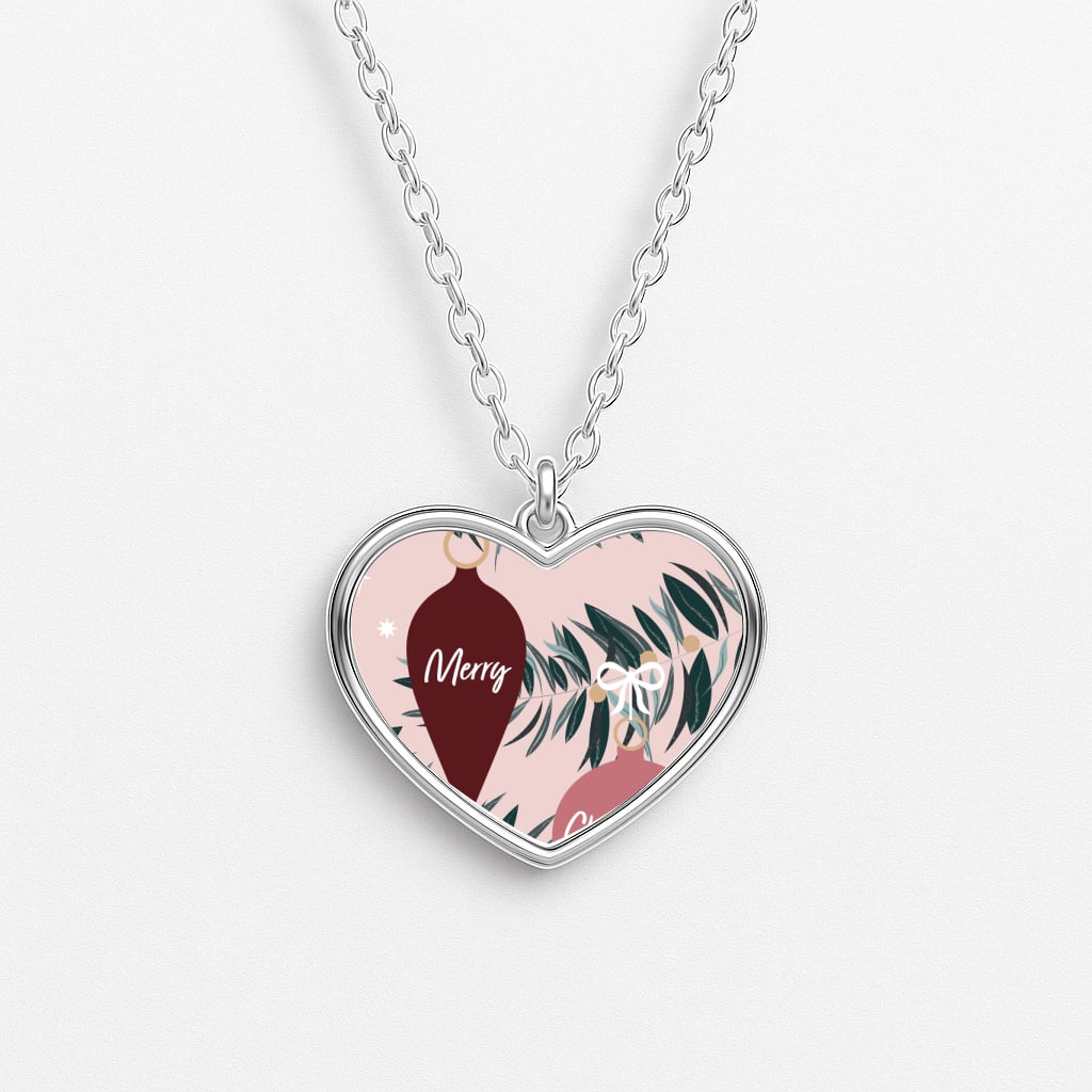 Merry Christmas Heart Necklace