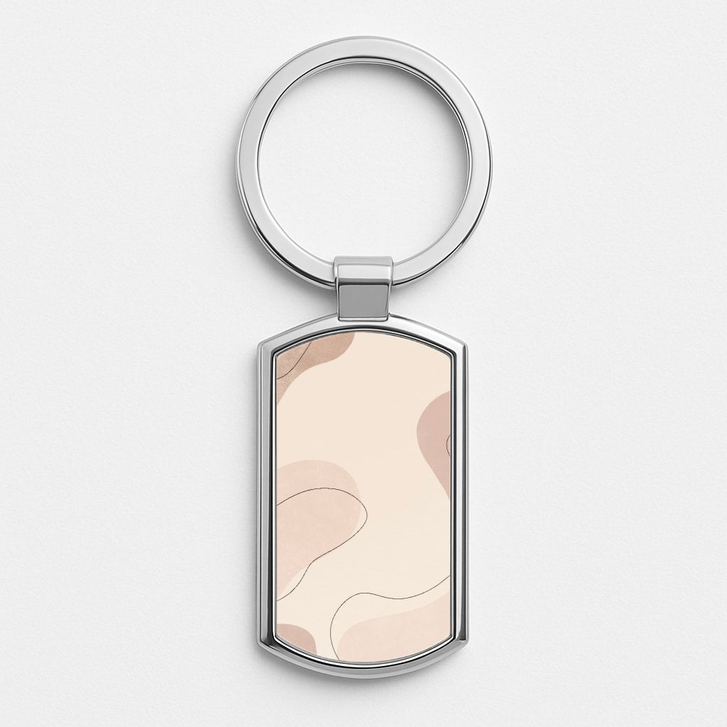 Abstract Beige Silver Keyring