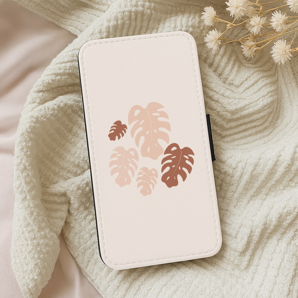 Monstera Pattern Wallet Phone Case