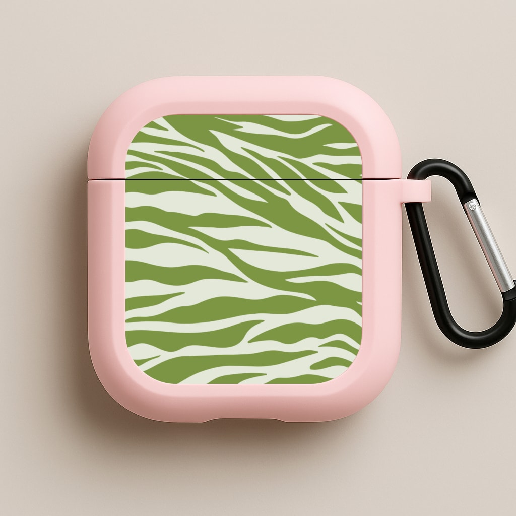 Abstract Green Print Pink AirPods Case