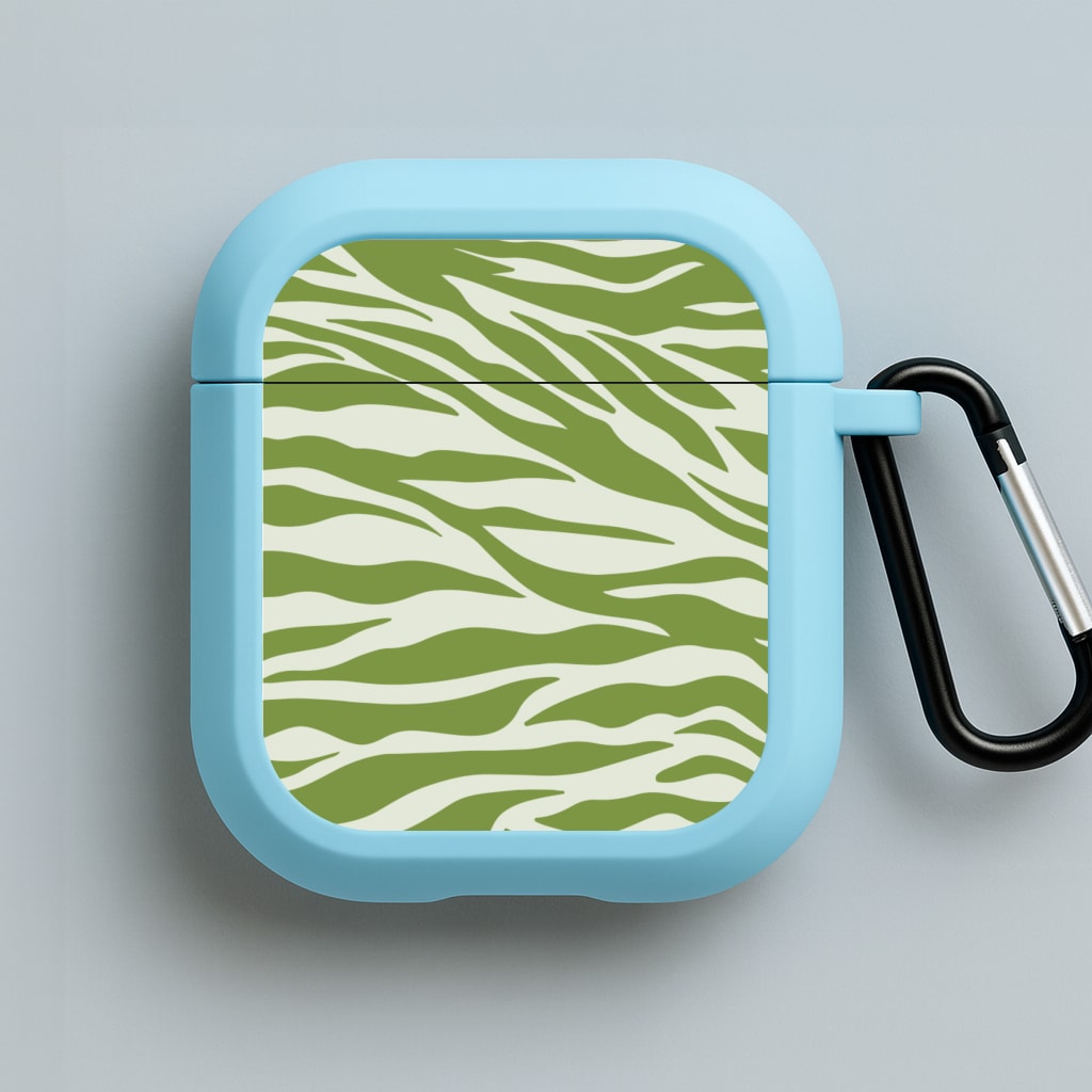 Abstract Green Print Blue AirPods Case