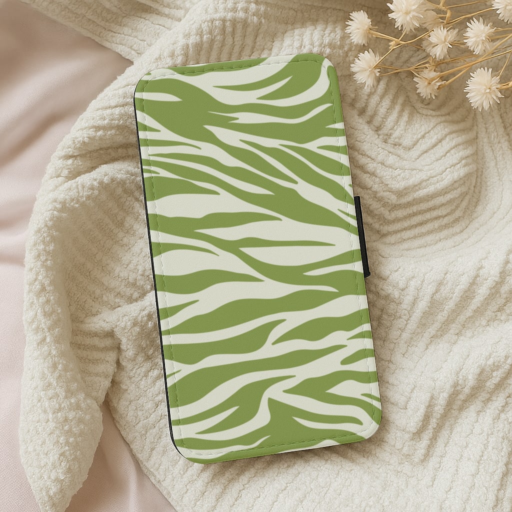 Abstract Green Print Wallet Phone Case