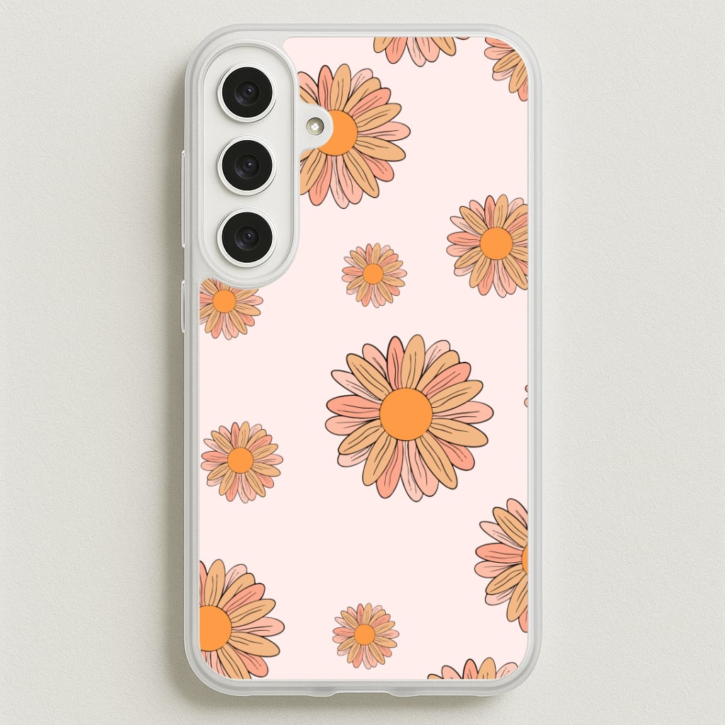 Peach Daisy Phone Case for Galaxy S25FE