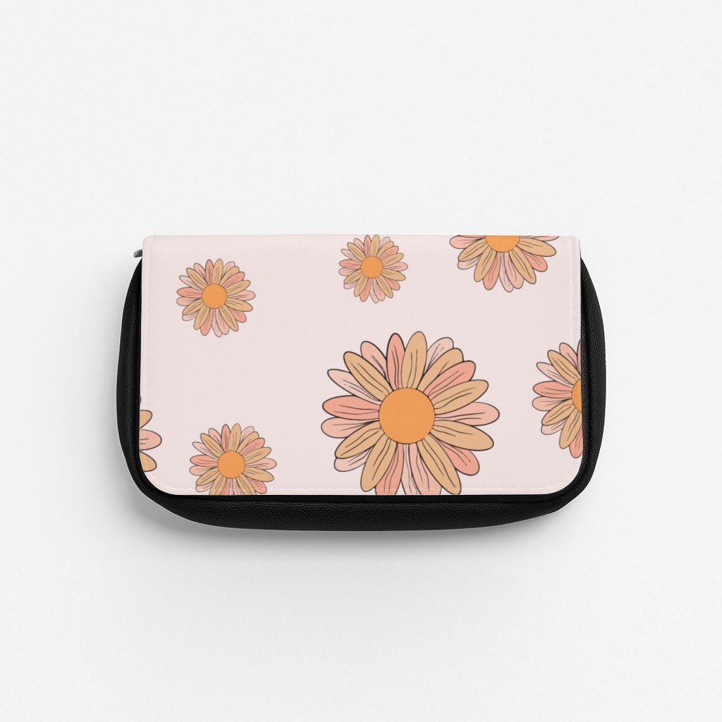 Peach Daisy Pencil Case