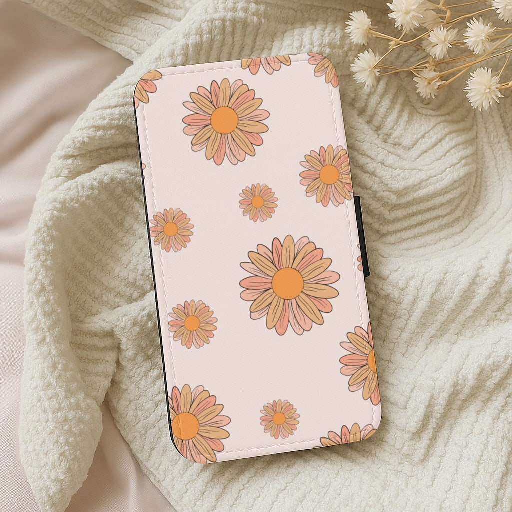 Peach Daisy Wallet Phone Case