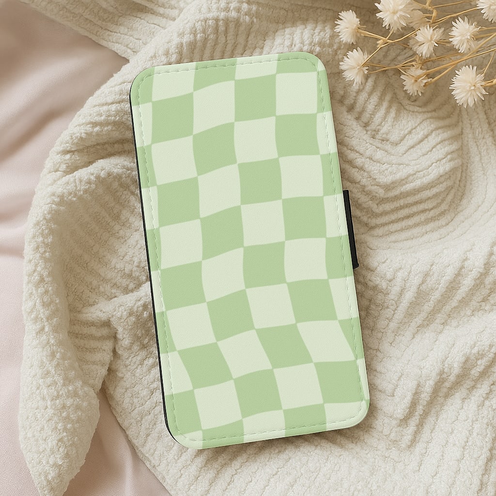 Green Checkers Wallet Phone Case