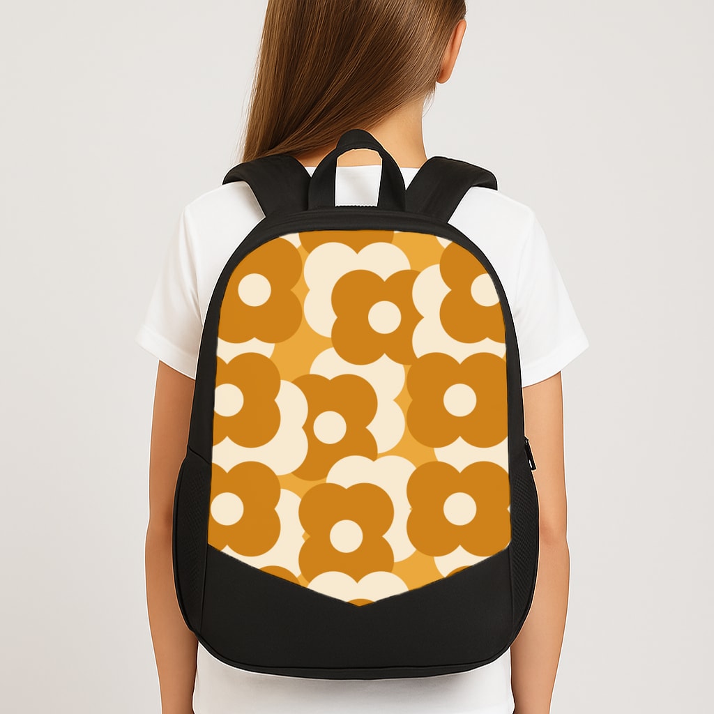 Retro Flower Pattern Large School Bag