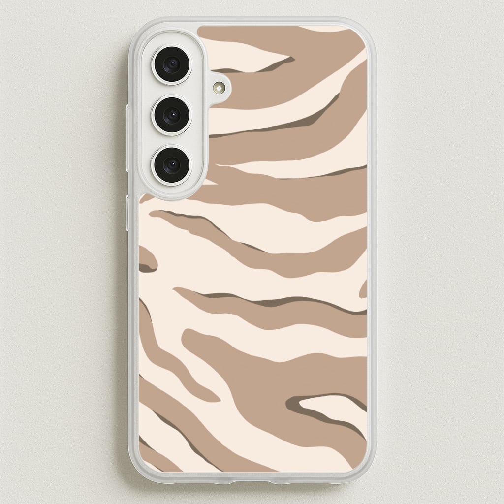 Neutral Tiger Print Phone Case for Galaxy S25FE