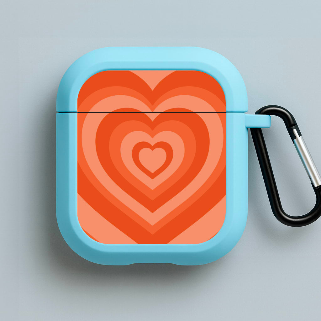 Orange - Colourful Hearts Blue AirPods Case