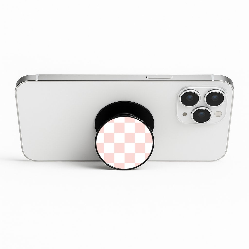 Pink And White Checkers Phone Stand