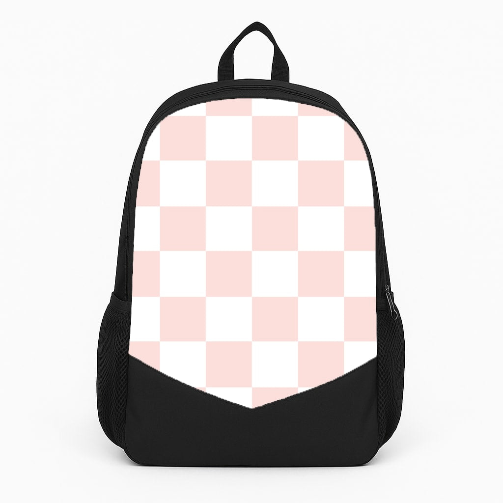 Pink And White Checkers Backpack