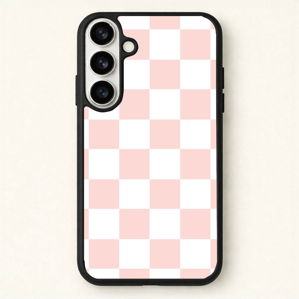 Pink And White Checkers Phone Case for Galaxy S26