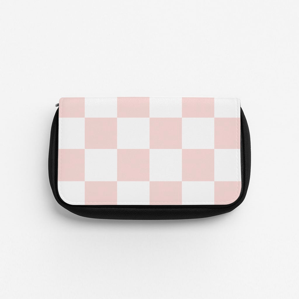 Pink And White Checkers Pencil Case