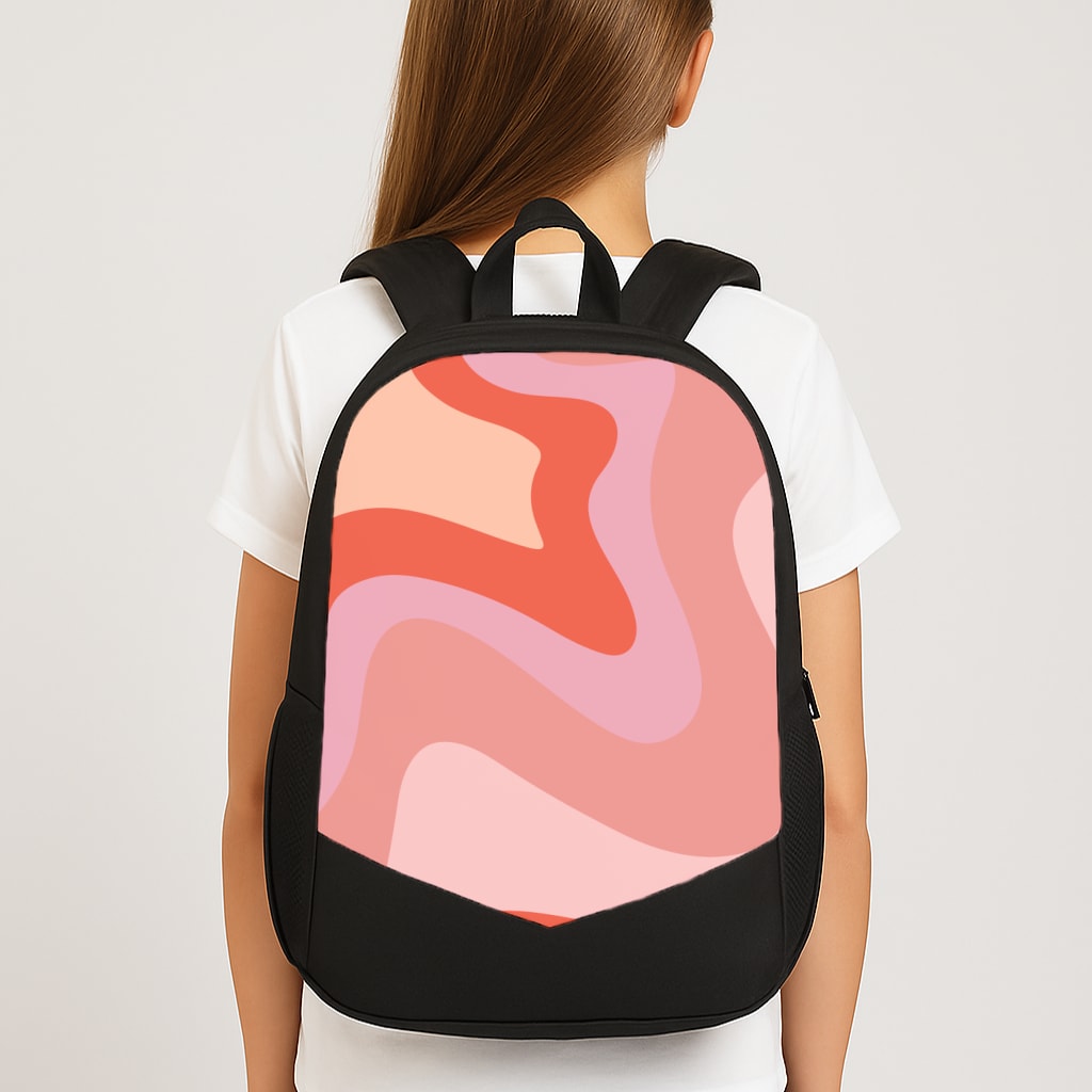 Abstract Pink And Purple Large School Bag