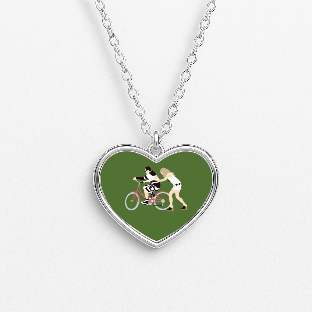 David Riding A Bike Heart Necklace