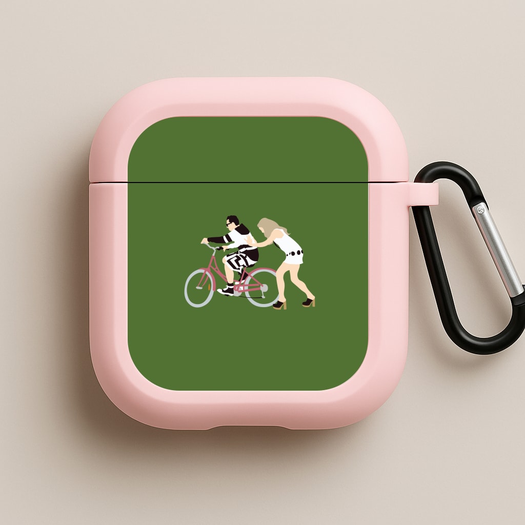 David Riding A Bike Pink AirPods Case