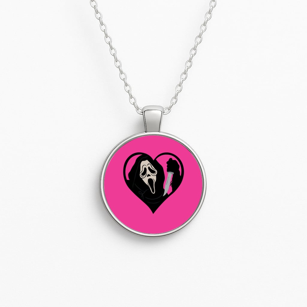 Heart face - Halloween Circle Necklace
