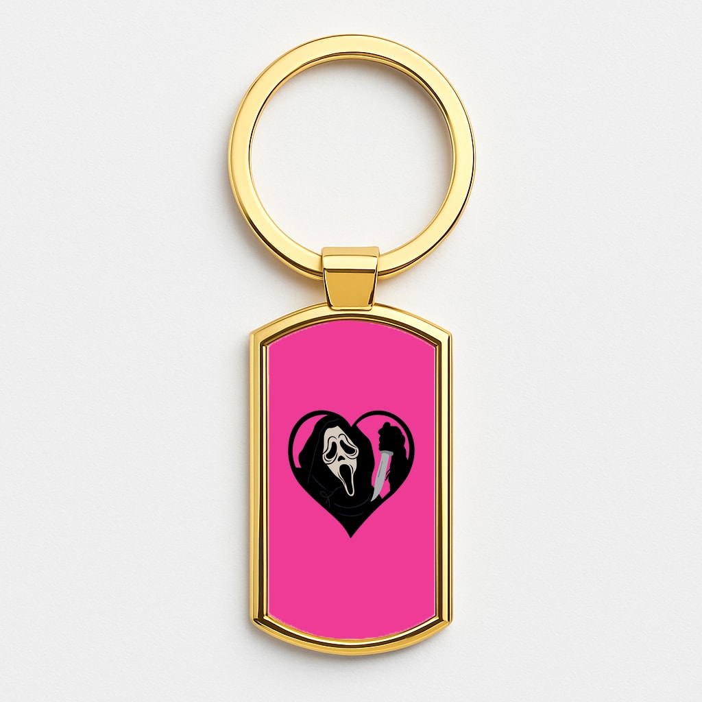 Heart face - Halloween Gold Keyring