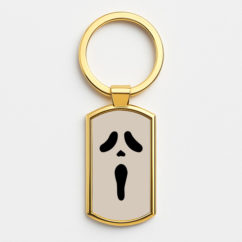 Scream Face Gold Keyring