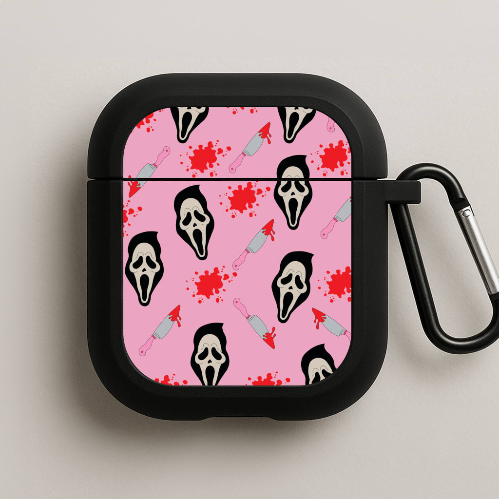Pink Ghostface Pattern - Scream AirPods Case